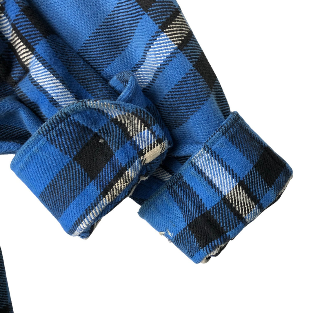 Vintage 1980s-1990'S St. John's Bay Big Mac Flannel long-sleeved flannel check shirt, size M, men's cotton blue type Vintage Second Hand
