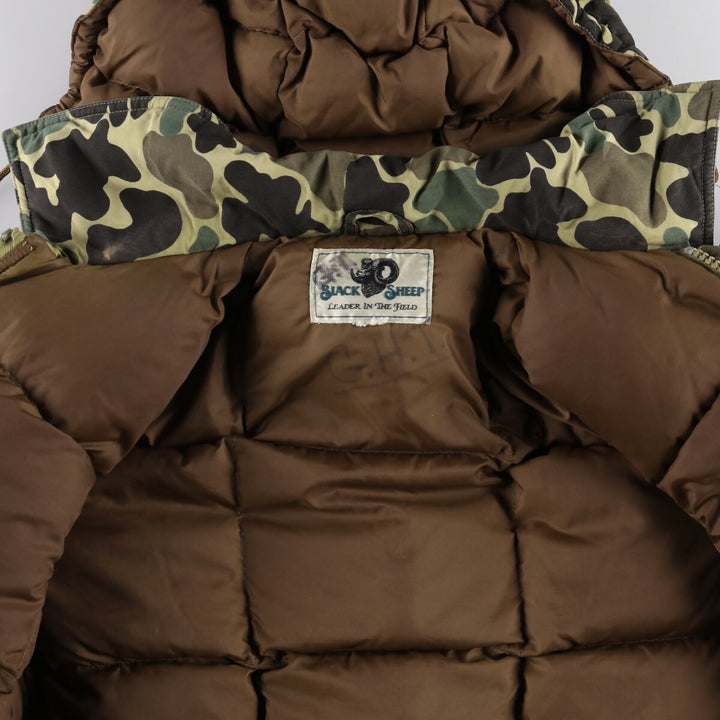 BLACK SHEEP Camouflage Pattern Duck Hunter Camo Down Parka, Men's Size L unclear Khaki type Vintage Second Hand