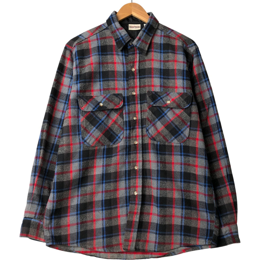 90'S FIELD AND STREAM FIELD AND STREAM Long Sleeve Flannel Check Shirt Men's L Size Vintage cotton gray type Vintage Second Hand