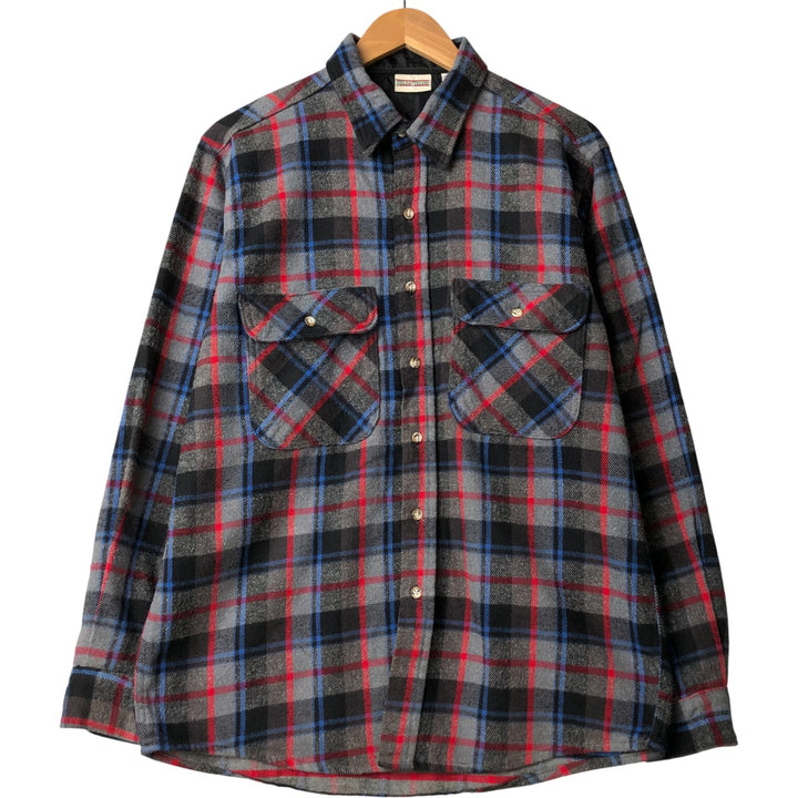 90'S FIELD AND STREAM FIELD AND STREAM Long Sleeve Flannel Check Shirt Men's L Size Vintage cotton gray type Vintage Second Hand