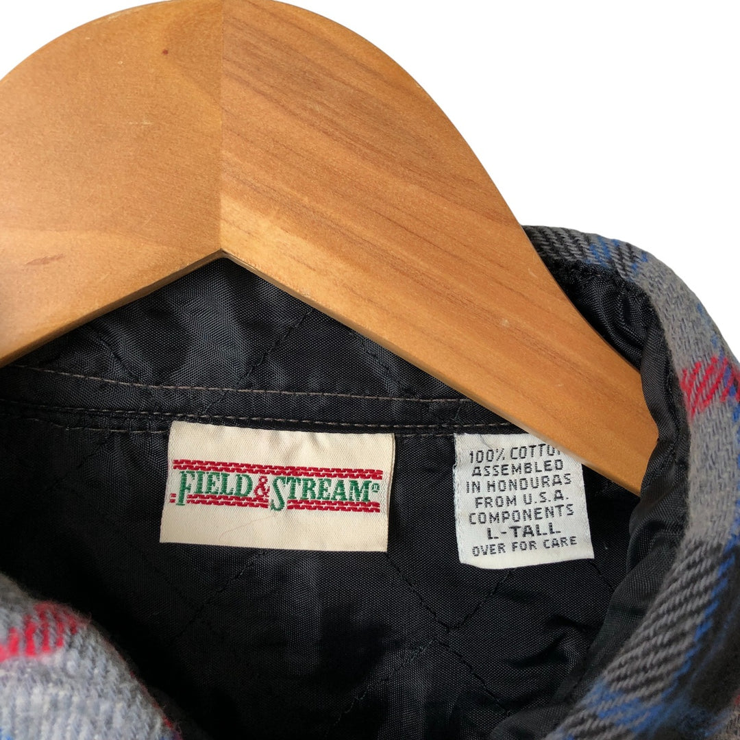 90'S FIELD AND STREAM FIELD AND STREAM Long Sleeve Flannel Check Shirt Men's L Size Vintage cotton gray type Vintage Second Hand