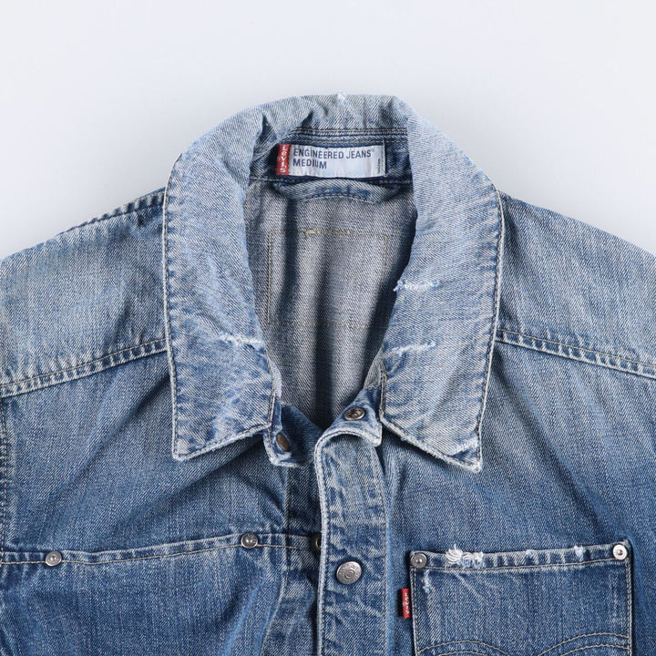 2000'S Levi's ENGINEERED 70100-1655 Euro Model Denim Jacket, Men's Size Medium cotton blue type Vintage Second Hand