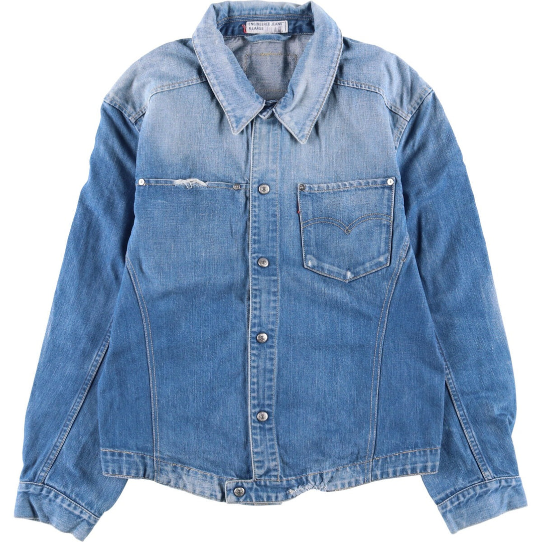 2000'S Levi's ENGINEERED 70100-0860 Euro Model Denim Jacket, Men's Size XL cotton blue type Vintage Second Hand