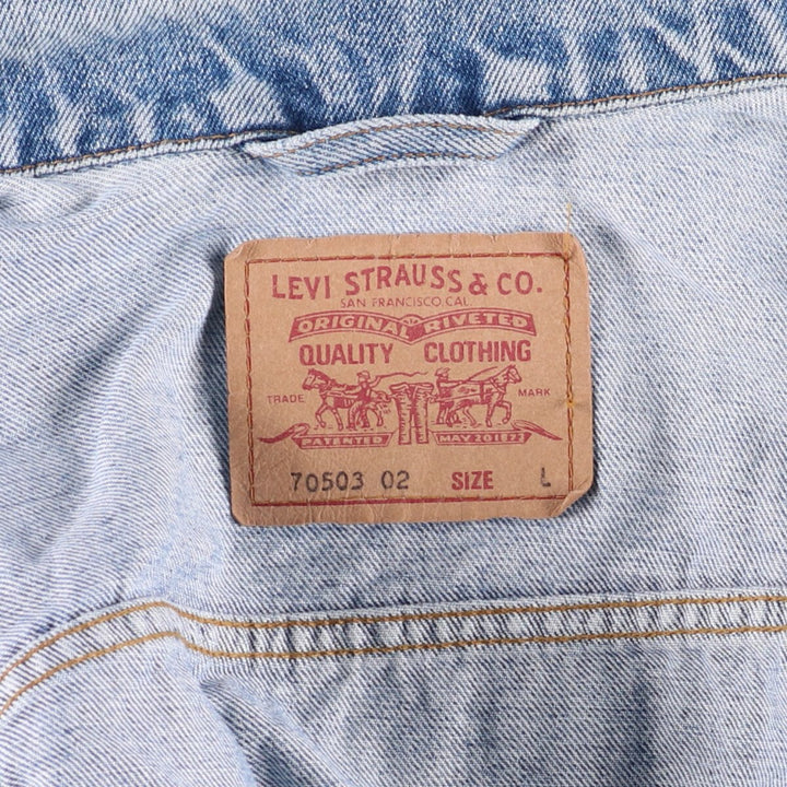 90'S Levi's 70503-0216 denim jacket, denim jacket, men's size L, vintage cotton blue type Vintage Second Hand
