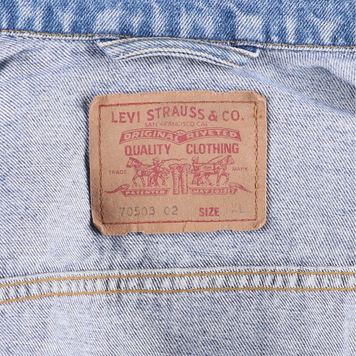 90'S Levi's 70503-0216 Denim Jacket, Men's Size XL, Vintage cotton blue type Vintage Second Hand
