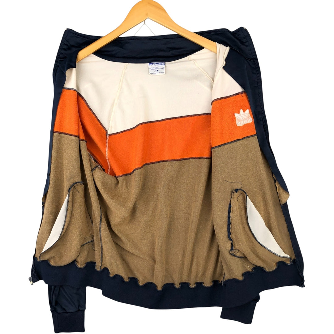 Vintage 70s-80'S Adidas tricolor track jacket, made in the USA, size M, men's. polyester navy blue type Vintage Second Hand
