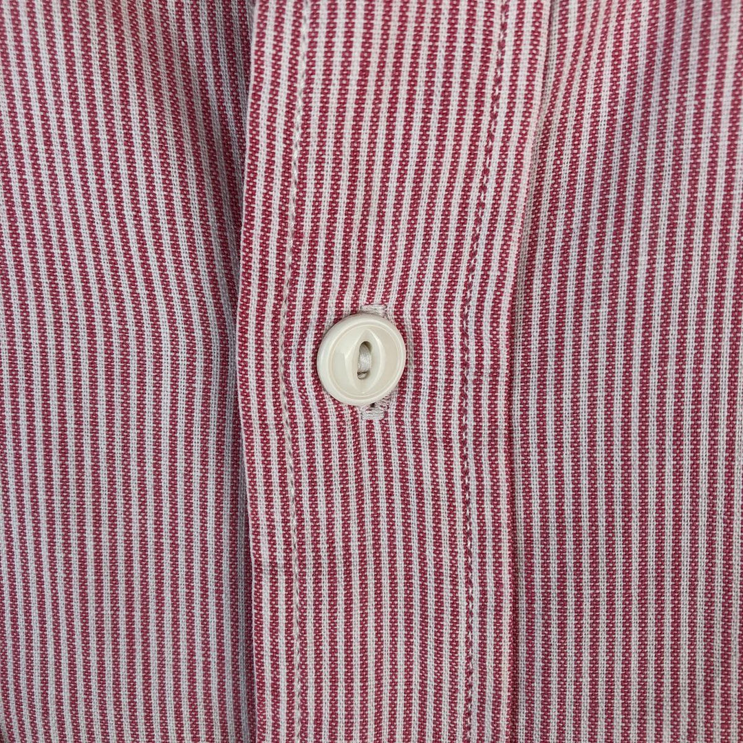 Vintage 1980'S Ralph Lauren white tag long-sleeved cotton striped shirt, men's size L cotton pink type Vintage Second Hand