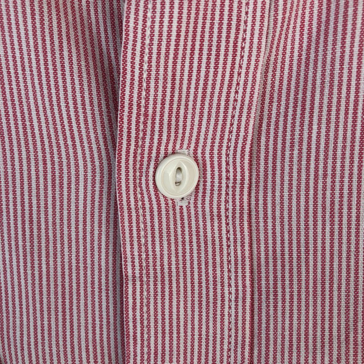Vintage 1980'S Ralph Lauren white tag long-sleeved cotton striped shirt, men's size L cotton pink type Vintage Second Hand