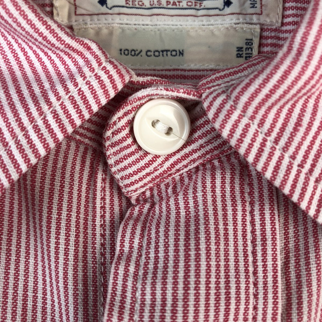 Vintage 1980'S Ralph Lauren white tag long-sleeved cotton striped shirt, men's size L cotton pink type Vintage Second Hand