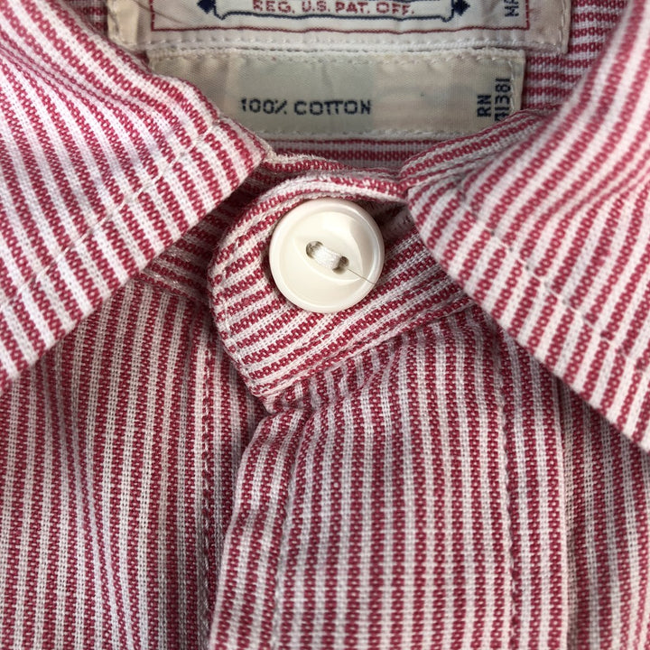 Vintage 1980'S Ralph Lauren white tag long-sleeved cotton striped shirt, men's size L cotton pink type Vintage Second Hand