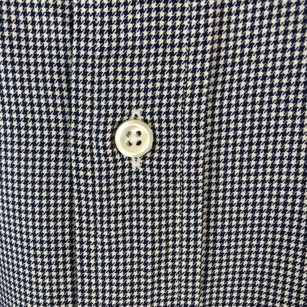 Ralph Lauren Classic Fit Houndstooth Pattern Long Sleeve Button-Down Shirt, Men's Size L cotton white type Vintage Second Hand