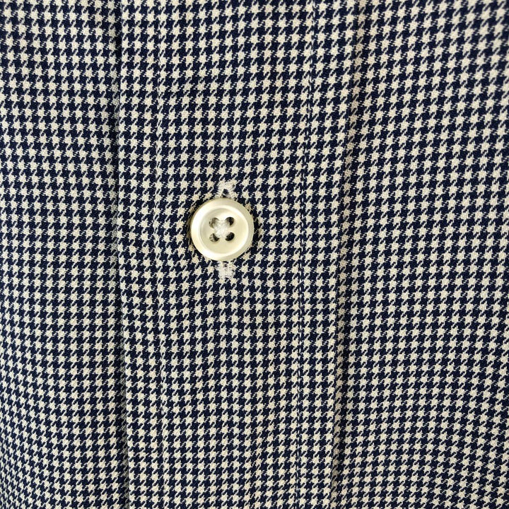 Ralph Lauren Classic Fit Houndstooth Pattern Long Sleeve Button-Down Shirt, Men's Size L cotton white type Vintage Second Hand