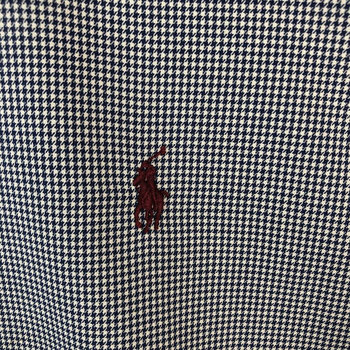 Ralph Lauren Classic Fit Houndstooth Pattern Long Sleeve Button-Down Shirt, Men's Size L cotton white type Vintage Second Hand
