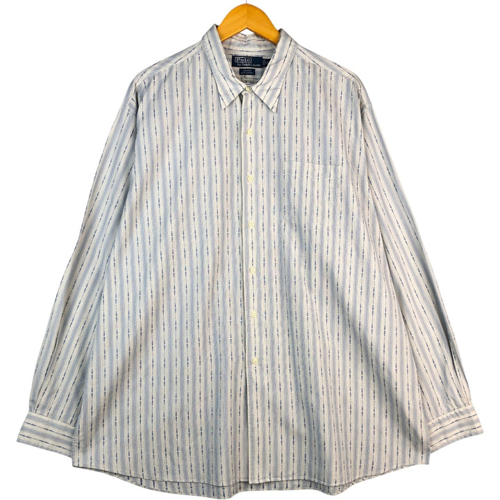 Ralph Lauren Merrin long-sleeved cotton striped shirt, men's XXL cotton white type Vintage Second Hand
