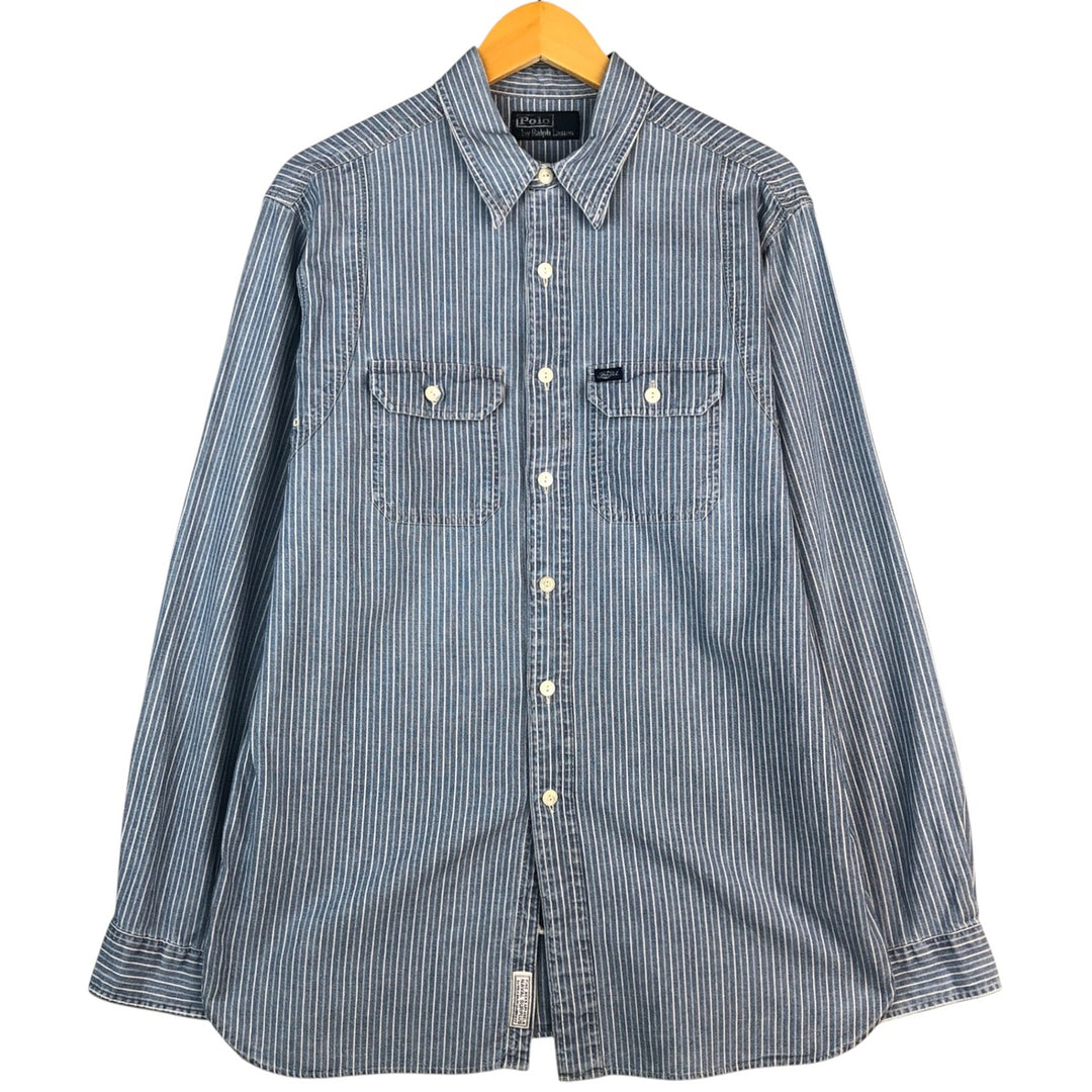 Ralph Lauren POLO by Ralph Lauren Long Sleeve Striped Shirt Men's Size L unclear Indigo Vintage Second Hand
