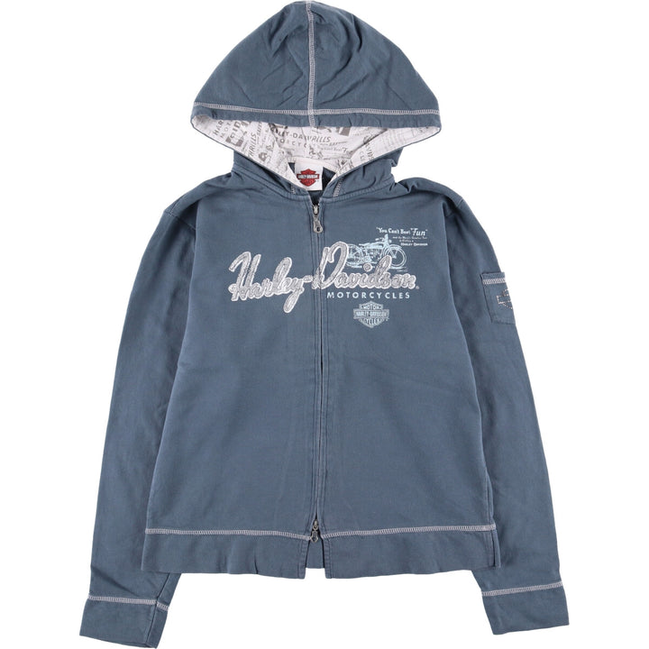2000'S Harley-Davidson Rhinestone Full-Zip Hoodie, Women's Size Medium cotton blue type Vintage Second Hand
