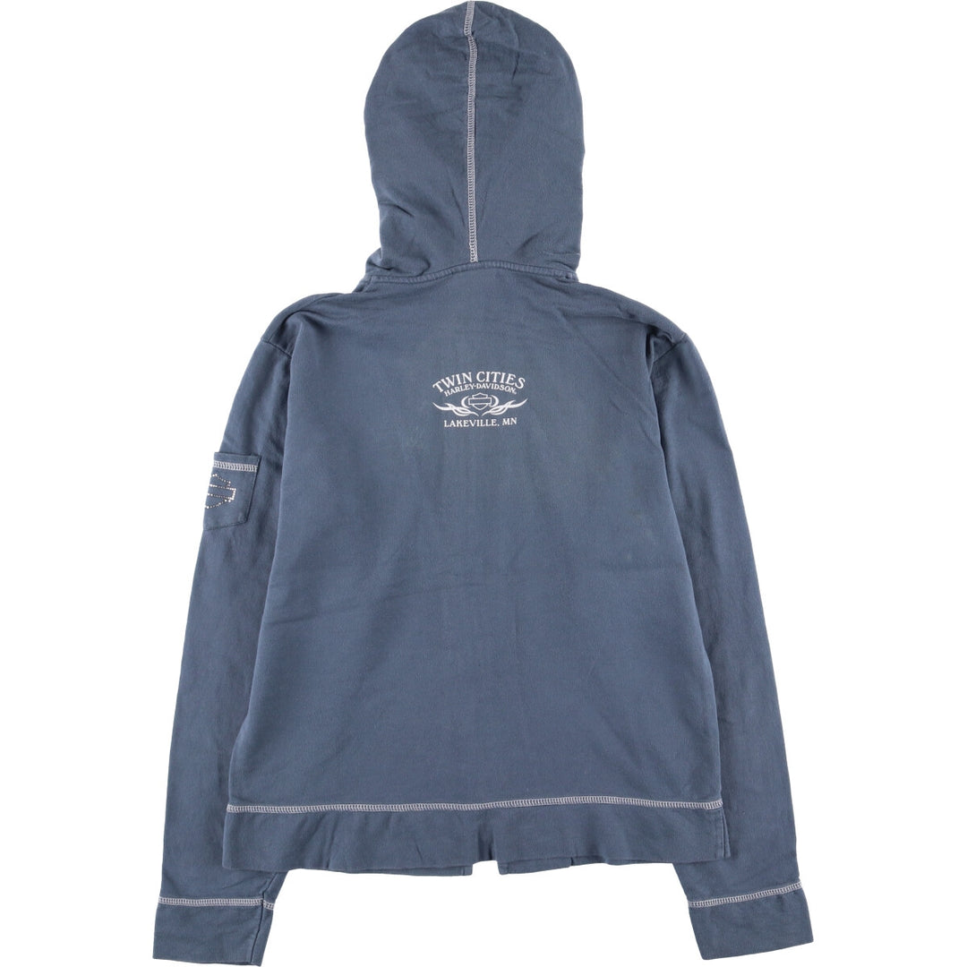 2000'S Harley-Davidson Rhinestone Full-Zip Hoodie, Women's Size Medium cotton blue type Vintage Second Hand