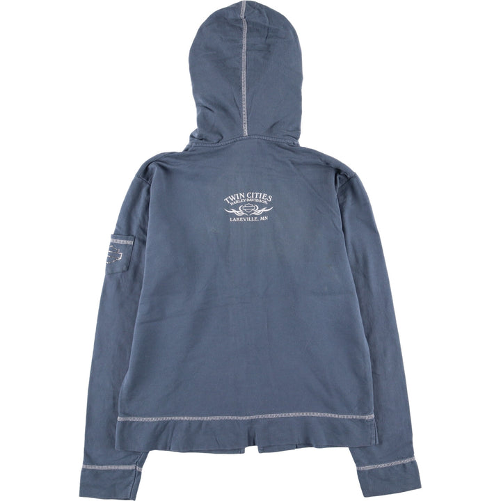 2000'S Harley-Davidson Rhinestone Full-Zip Hoodie, Women's Size Medium cotton blue type Vintage Second Hand