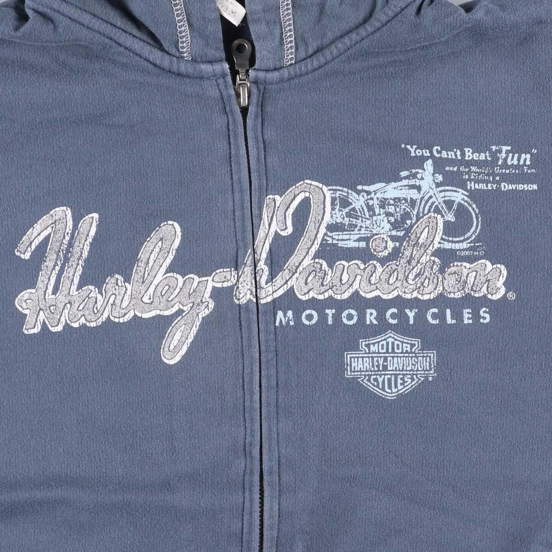 2000'S Harley-Davidson Rhinestone Full-Zip Hoodie, Women's Size Medium cotton blue type Vintage Second Hand