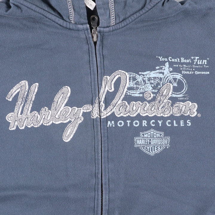 2000'S Harley-Davidson Rhinestone Full-Zip Hoodie, Women's Size Medium cotton blue type Vintage Second Hand