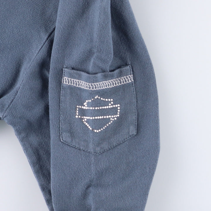 2000'S Harley-Davidson Rhinestone Full-Zip Hoodie, Women's Size Medium cotton blue type Vintage Second Hand
