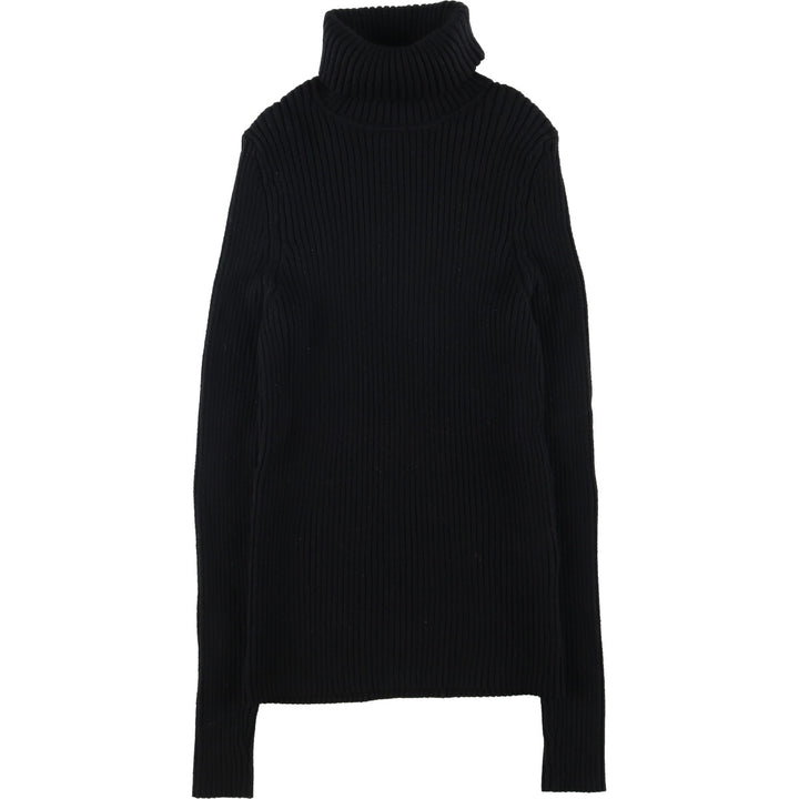 2000'S Banana Republic turtleneck ribbed knit sweater, women's size M Rayon black type Vintage Second Hand