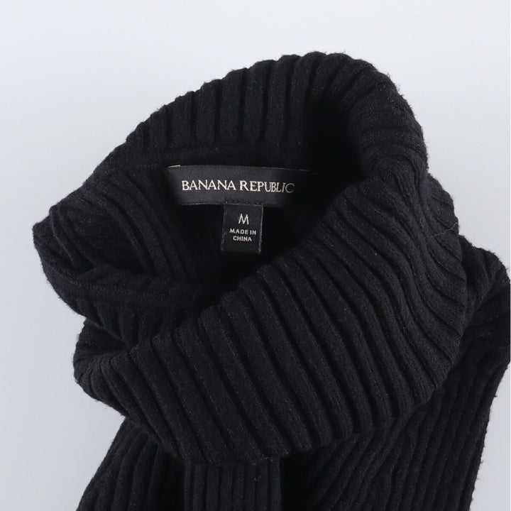 2000'S Banana Republic turtleneck ribbed knit sweater, women's size M Rayon black type Vintage Second Hand
