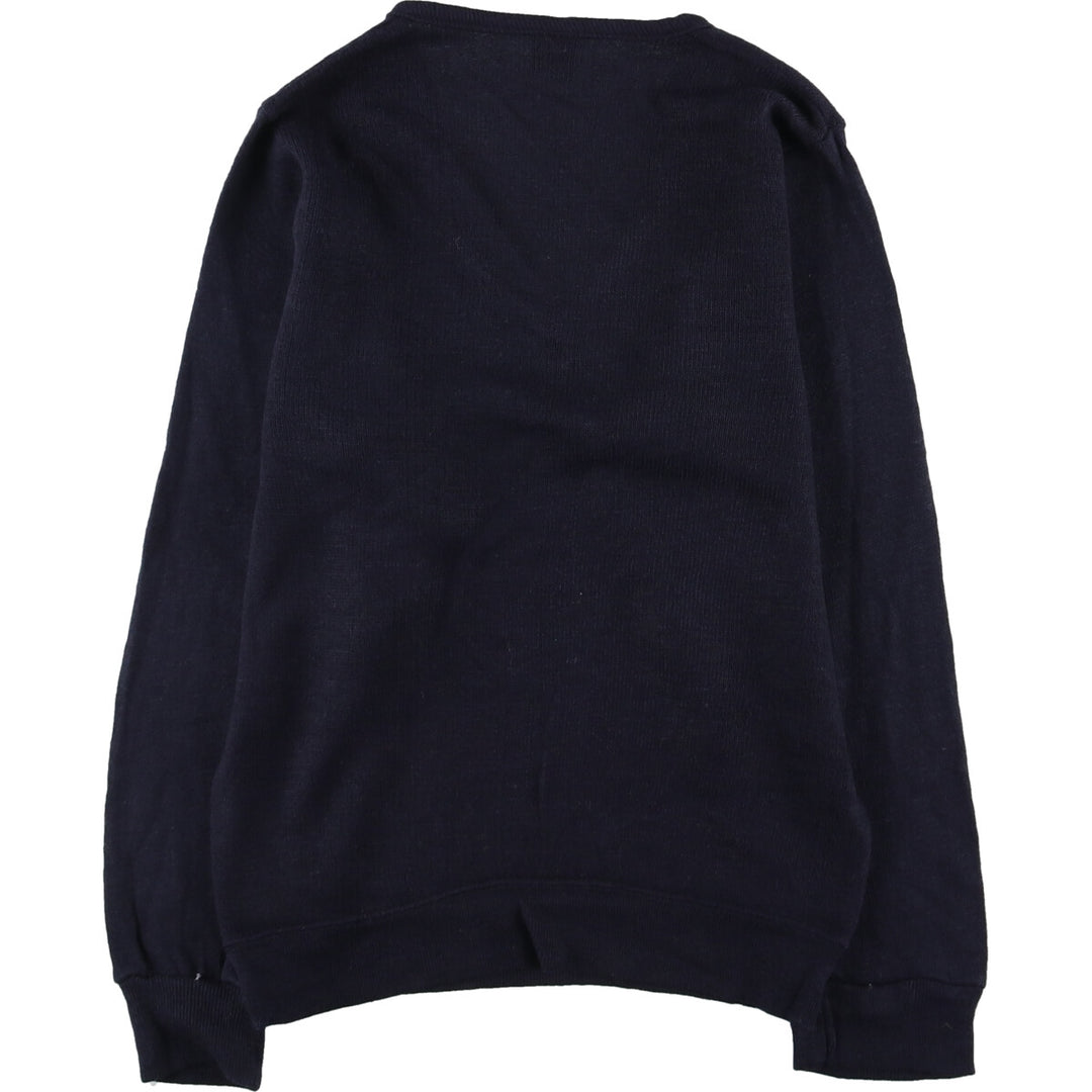 Vintage 1970'S Champion Bartag V-neck college rayon and acrylic knit sweater, Made in USA, Women's Size Small Rayon navy blue type Vintage Second Hand