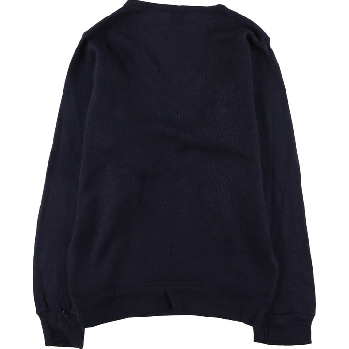 Vintage 1970'S Champion Bartag V-neck college rayon and acrylic knit sweater, Made in USA, Women's Size Small Rayon navy blue type Vintage Second Hand