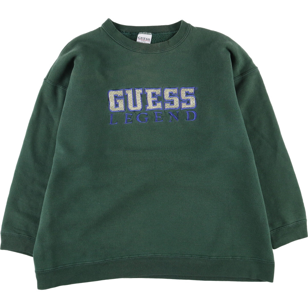 Guess logo sweatshirt, Made in USA, Women's XL cotton green type Vintage Second Hand