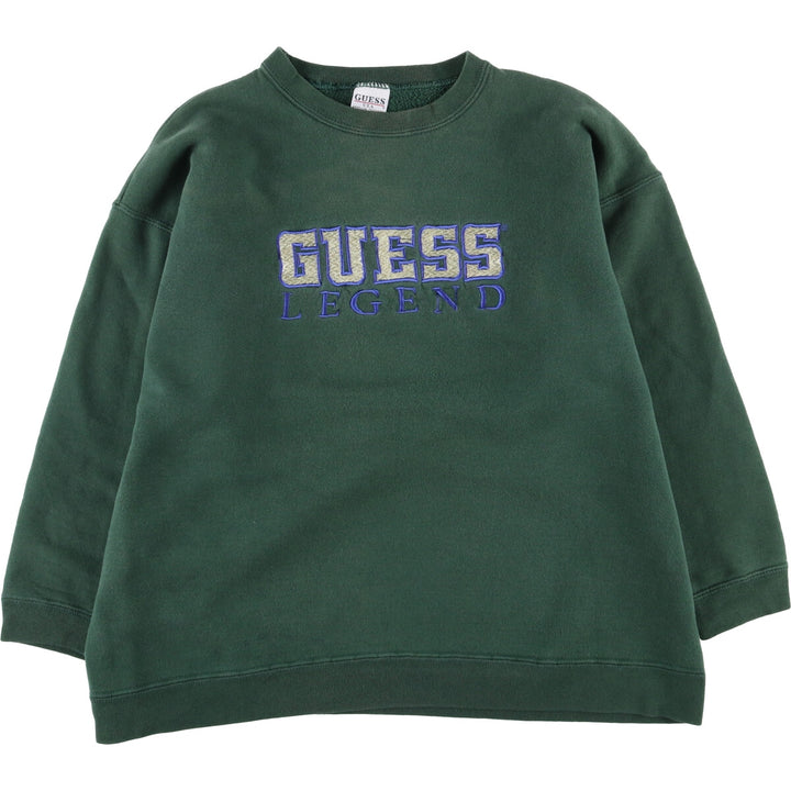 Guess logo sweatshirt, Made in USA, Women's XL cotton green type Vintage Second Hand