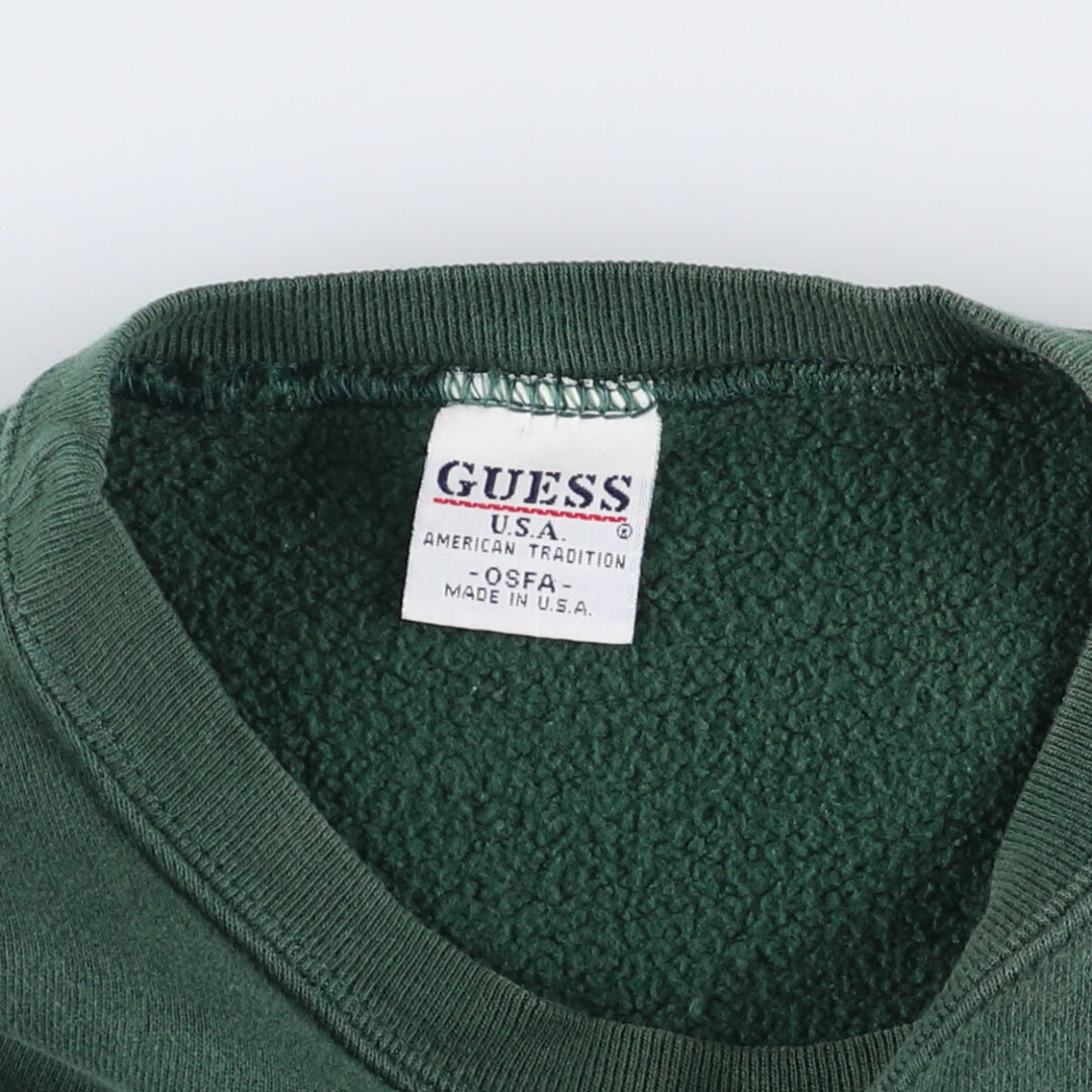 Guess logo sweatshirt, Made in USA, Women's XL cotton green type Vintage Second Hand