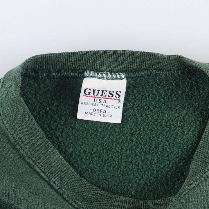 Guess logo sweatshirt, Made in USA, Women's XL cotton green type Vintage Second Hand