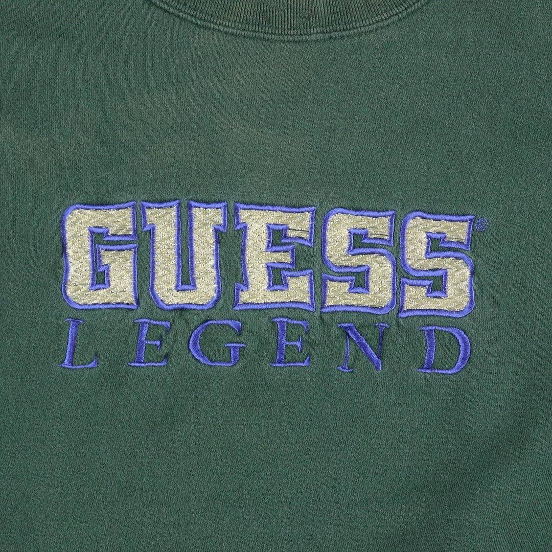 Guess logo sweatshirt, Made in USA, Women's XL cotton green type Vintage Second Hand