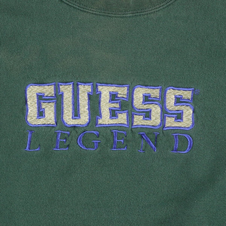 Guess logo sweatshirt, Made in USA, Women's XL cotton green type Vintage Second Hand