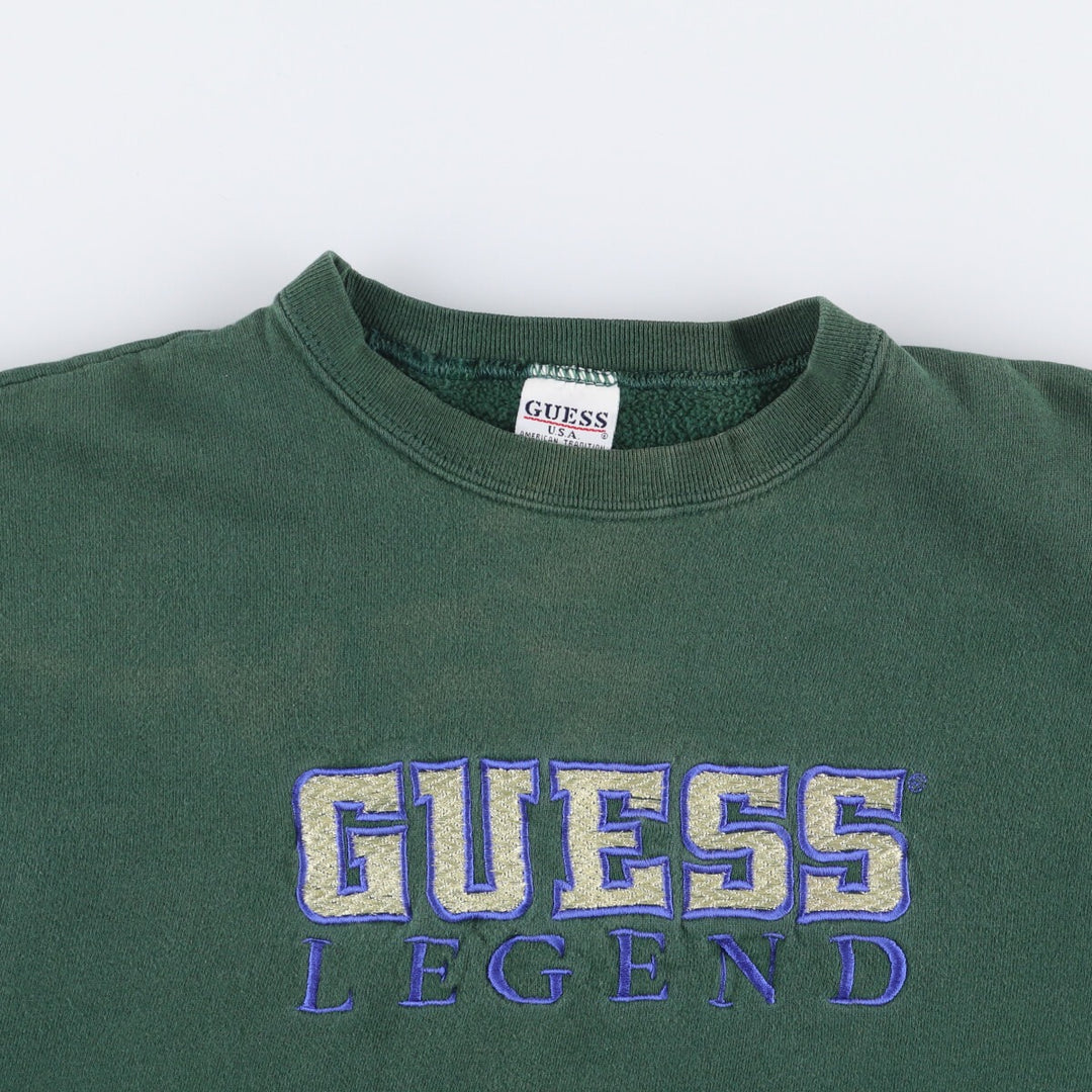Guess logo sweatshirt, Made in USA, Women's XL cotton green type Vintage Second Hand
