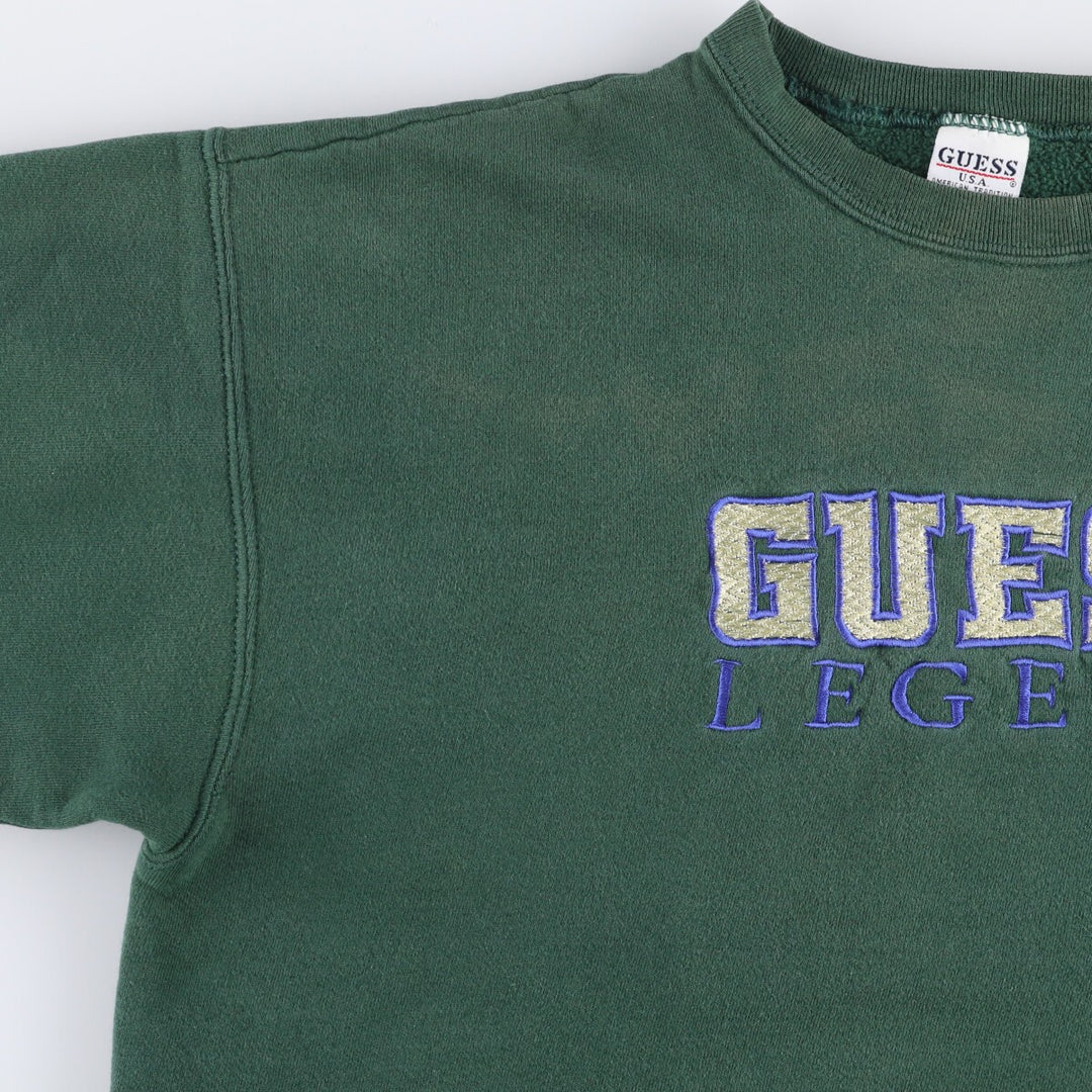 Guess logo sweatshirt, Made in USA, Women's XL cotton green type Vintage Second Hand