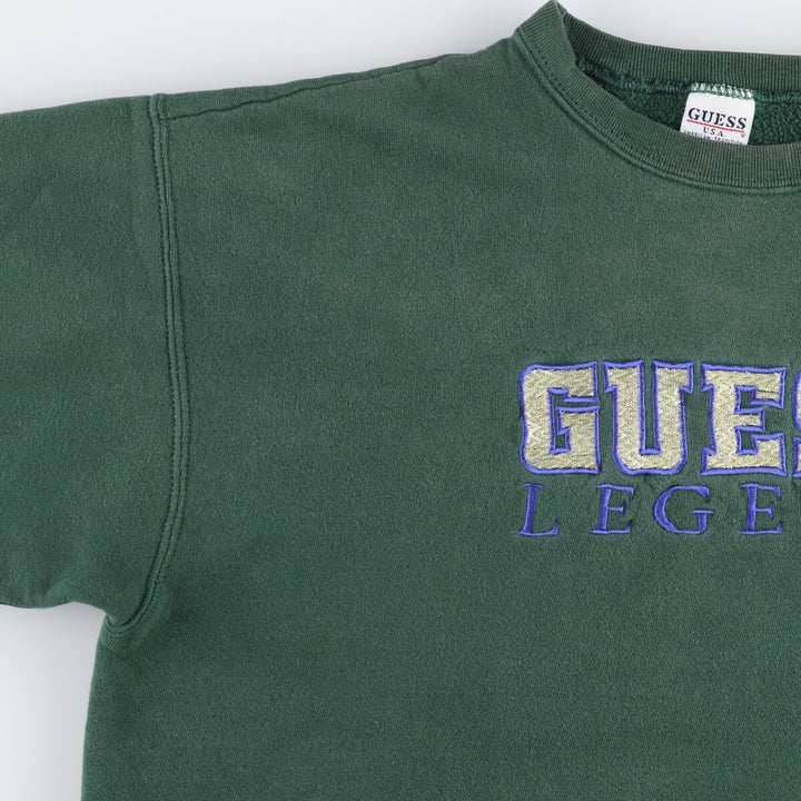 Guess logo sweatshirt, Made in USA, Women's XL cotton green type Vintage Second Hand