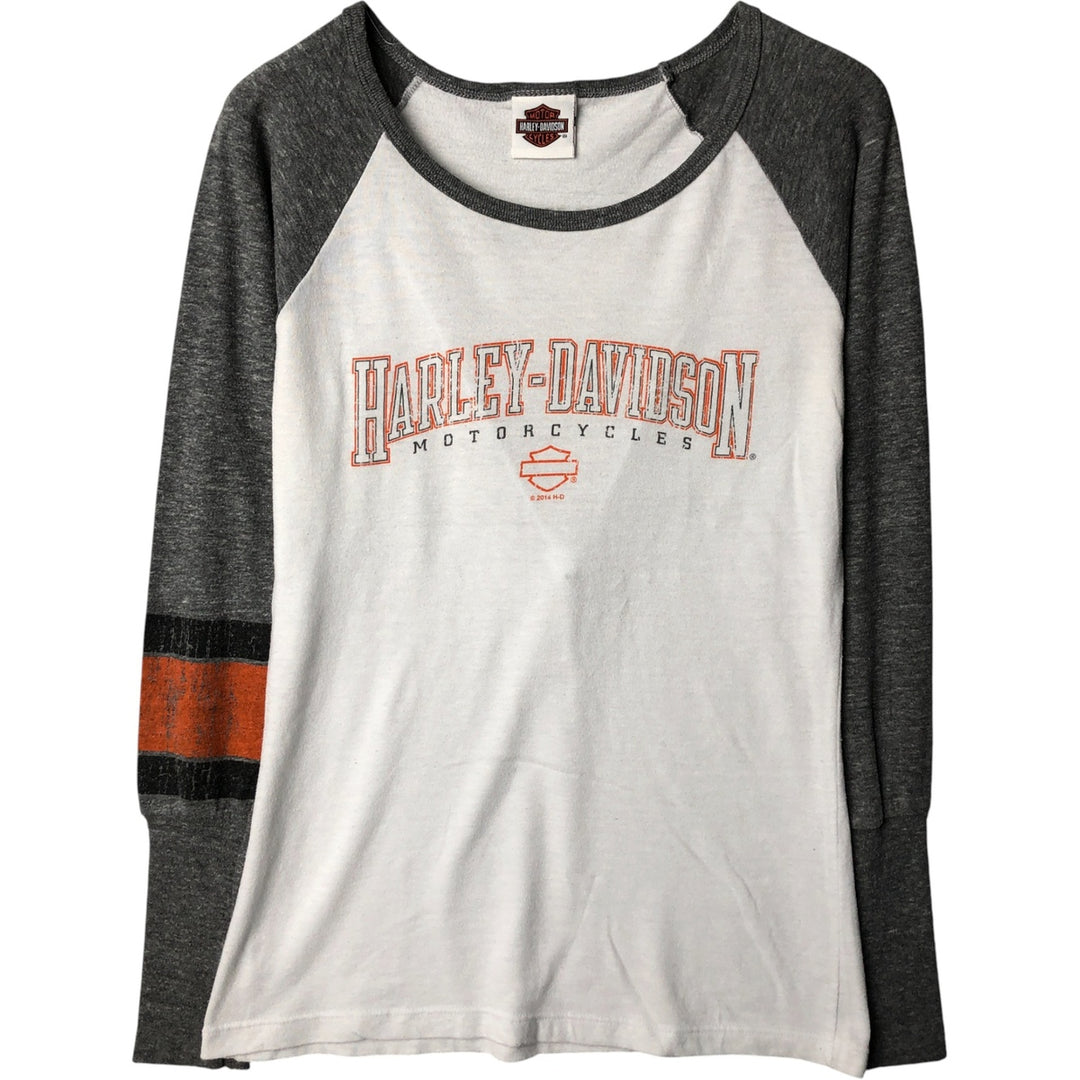 Harley-Davidson Motorcycle Long Sleeve T-Shirt, Women's Size Small unclear white type Vintage Second Hand