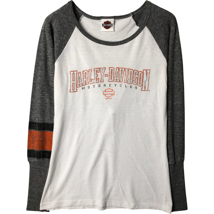 Harley-Davidson Motorcycle Long Sleeve T-Shirt, Women's Size Small unclear white type Vintage Second Hand