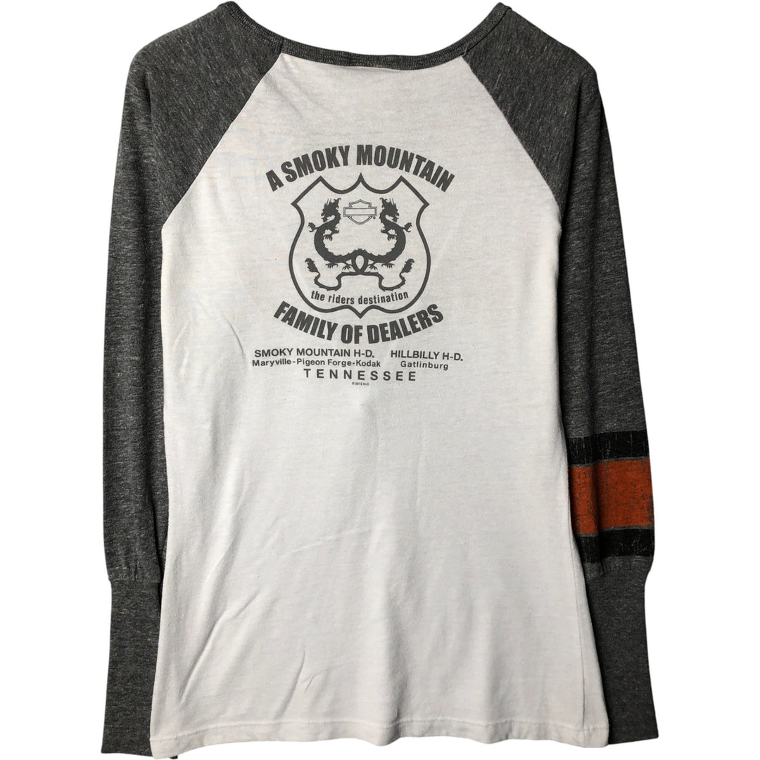 Harley-Davidson Motorcycle Long Sleeve T-Shirt, Women's Size Small unclear white type Vintage Second Hand