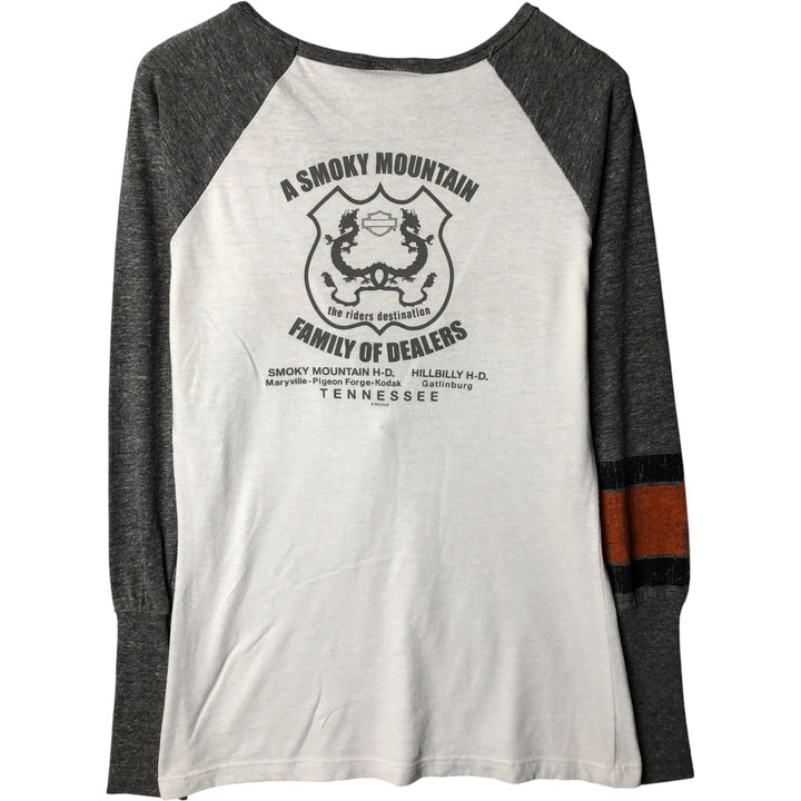 Harley-Davidson Motorcycle Long Sleeve T-Shirt, Women's Size Small unclear white type Vintage Second Hand