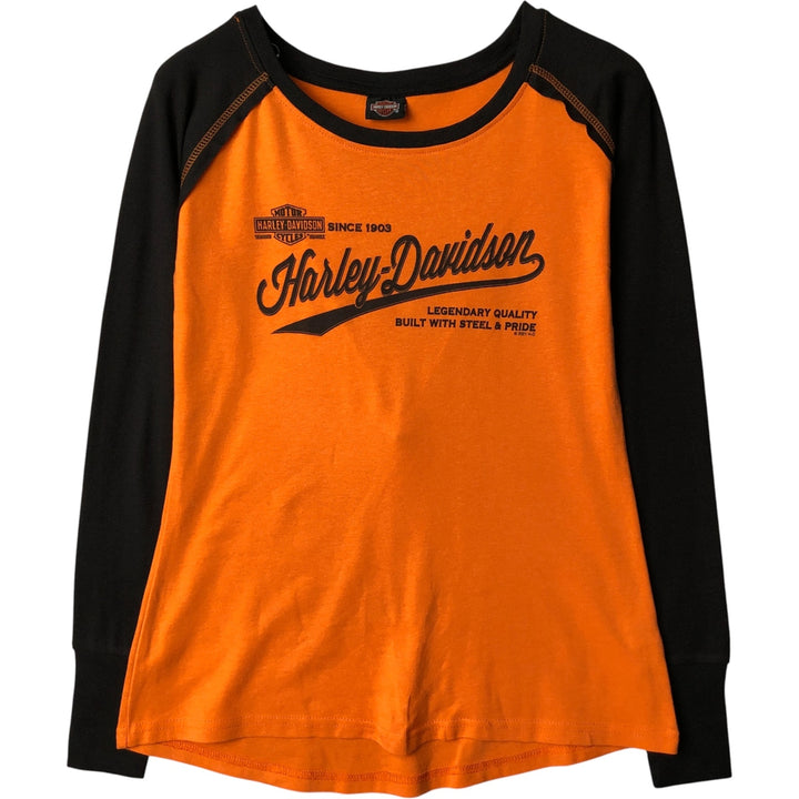 Harley-Davidson Motorcycle Long Sleeve T-Shirt, Men's Size XS cotton orange type Vintage Second Hand