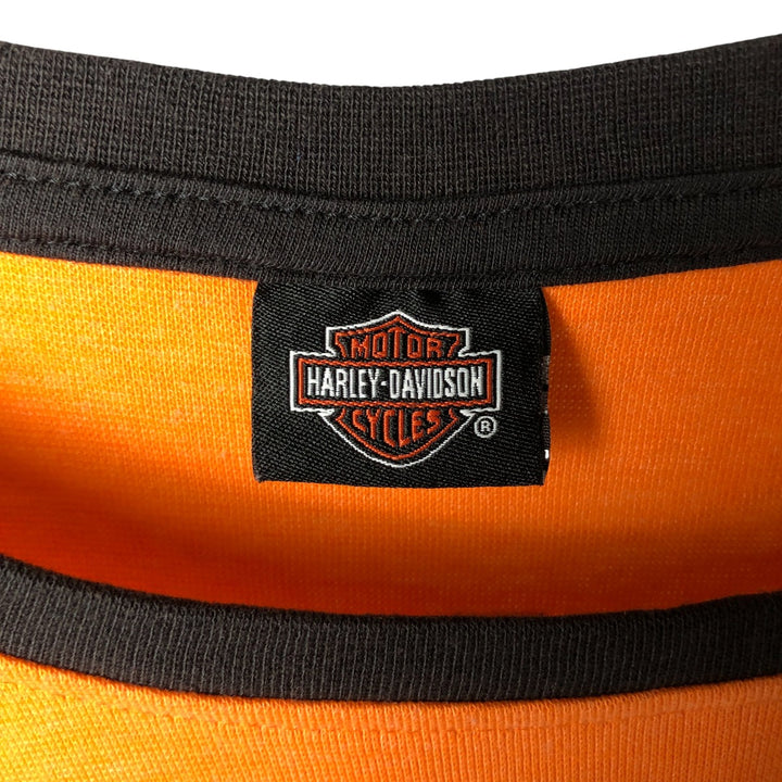 Harley-Davidson Motorcycle Long Sleeve T-Shirt, Men's Size XS cotton orange type Vintage Second Hand