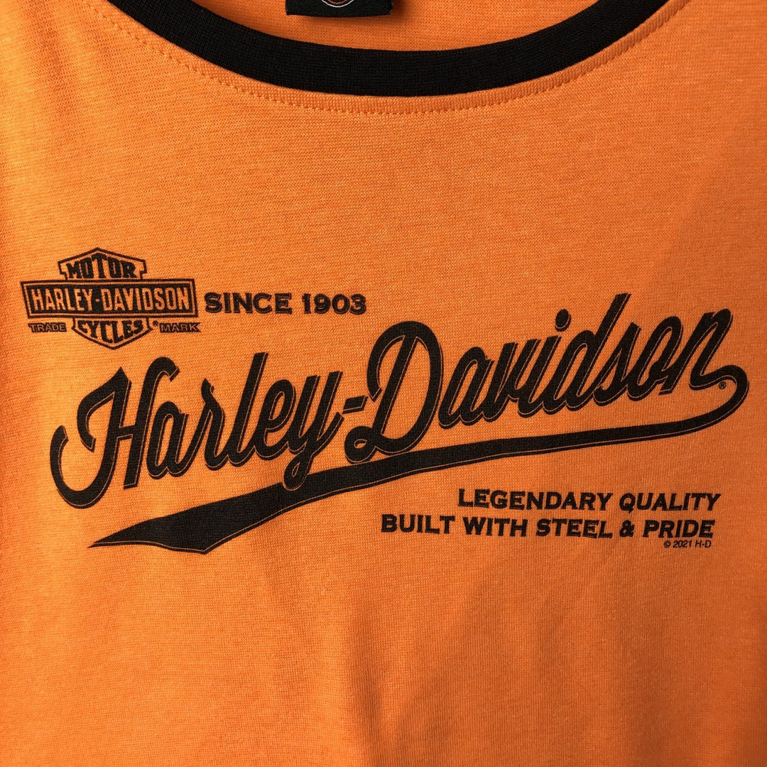 Harley-Davidson Motorcycle Long Sleeve T-Shirt, Men's Size XS cotton orange type Vintage Second Hand