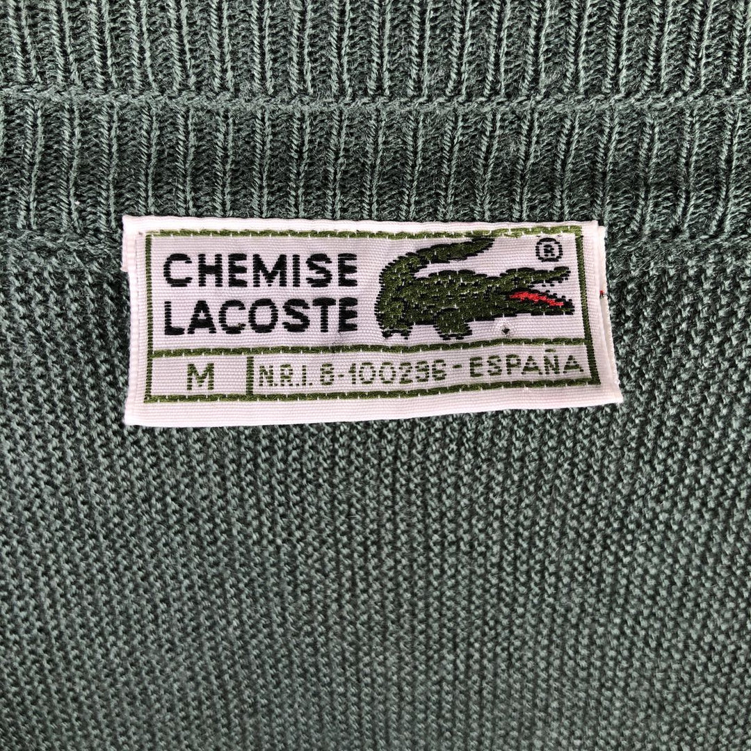 Vintage 70s-80'S Lacoste Chemise French Lacoste acrylic knit cardigan, Made in Spain, Men's Medium acrylic Khaki type sage green Vintage Second Hand