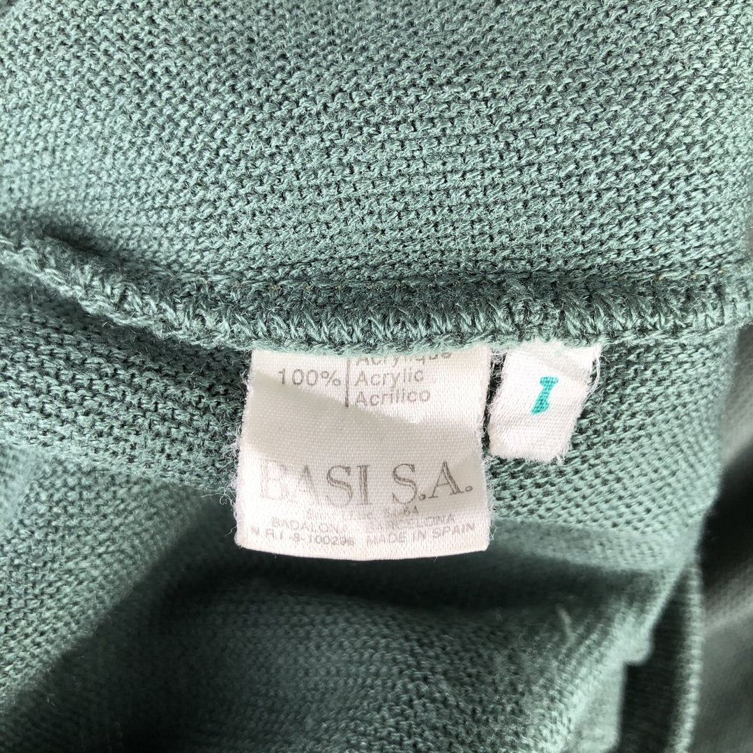 Vintage 70s-80'S Lacoste Chemise French Lacoste acrylic knit cardigan, Made in Spain, Men's Medium acrylic Khaki type sage green Vintage Second Hand