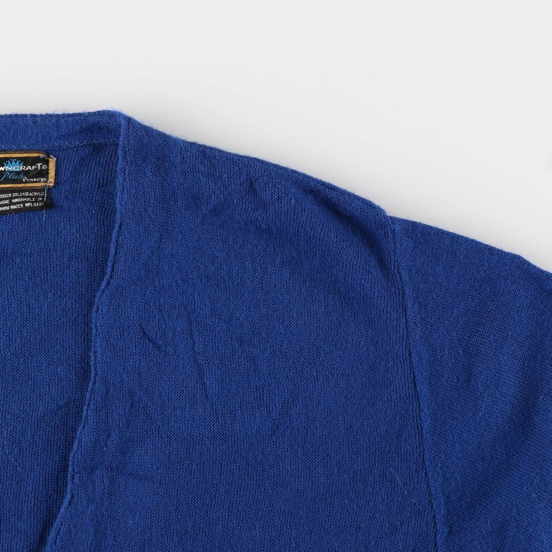 Vintage 1970'S Town Craft acrylic knit cardigan, men's size M acrylic blue type Vintage Second Hand