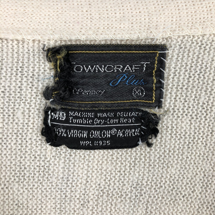 Vintage 60s-70'S JCPenney Towncraft Acrylic Knit Cardigan, Men's XL Oron Acrylic white type Vintage Second Hand