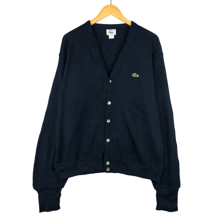 80s-90'S Lacoste IZOD Acrylic Knit Cardigan Made in USA Men's L Size Vintage Oron Acrylic navy blue type Vintage Second Hand